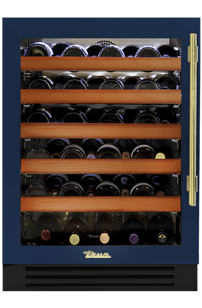 Undercounter Wine Cabinet, Left Hinged, Cobalt, Brass Hardware TWC24LOGCDSK078H01