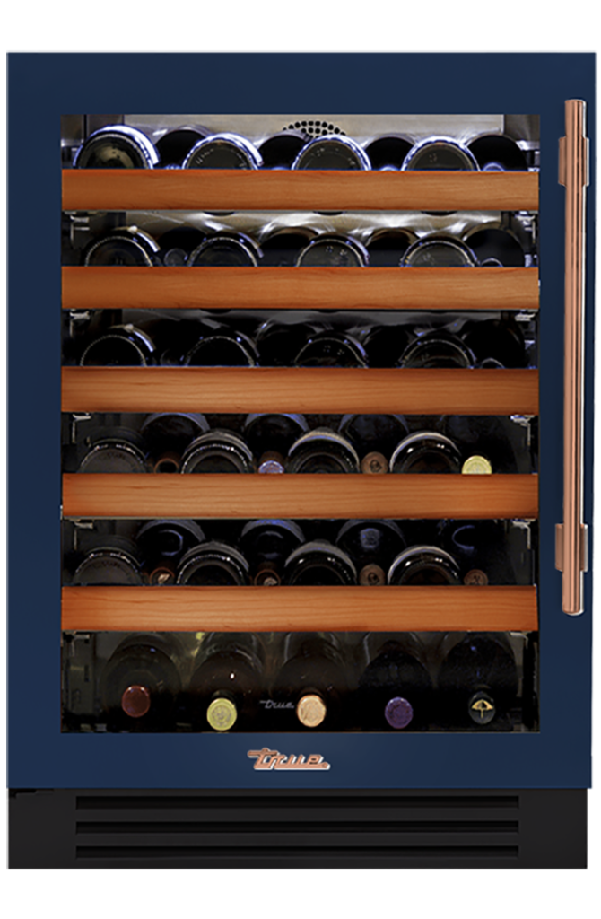 Undercounter Wine Cabinet, Left Hinged, Cobalt, Copper Hardware TWC24LOGCDSK078H03