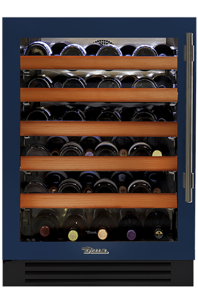 Undercounter Wine Cabinet, Left Hinged, Cobalt, Pewter Hardware TWC24LOGCDSK078H05