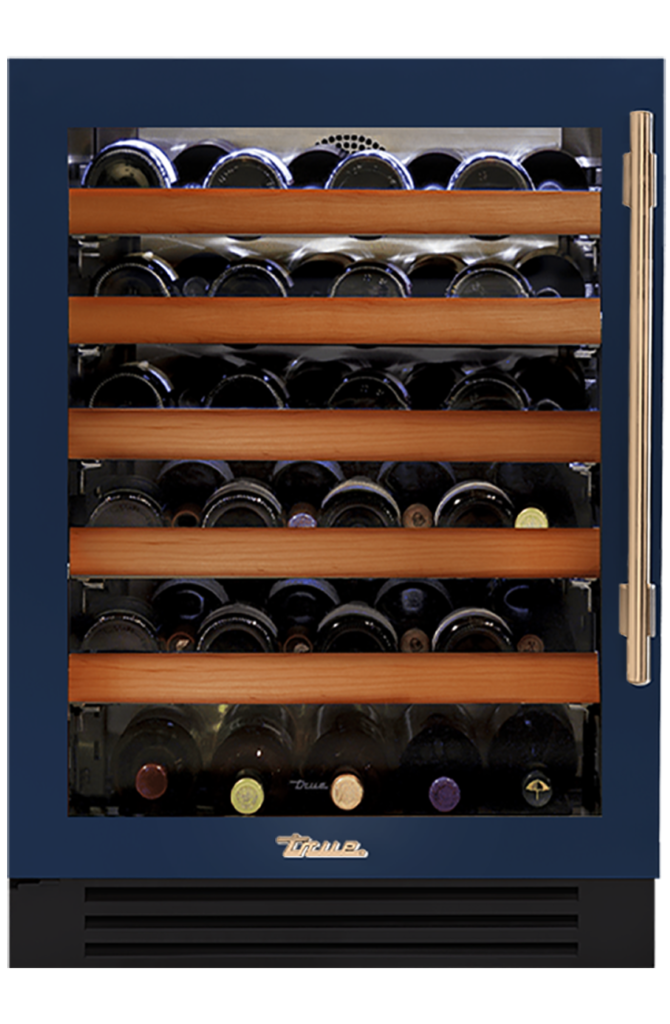 Undercounter Wine Cabinet, Left Hinged, Cobalt, Gold Hardware TWC24LOGCDSK078H08