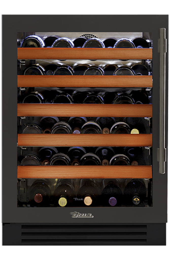 Undercounter Wine Cabinet, Left Hinged, Ultra Matte Black, Pewter Hardware TWC24LOGCDSK085H05