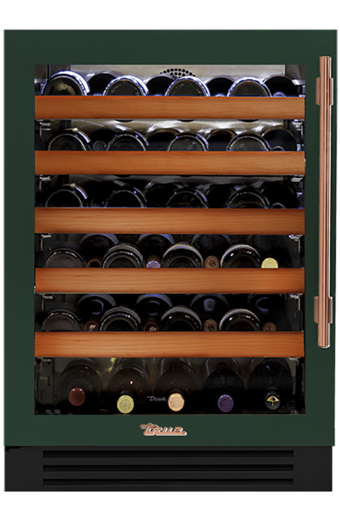 Undercounter Wine Cabinet, Left Hinged, Emerald, Copper Hardware TWC24LOGCDSK086H03