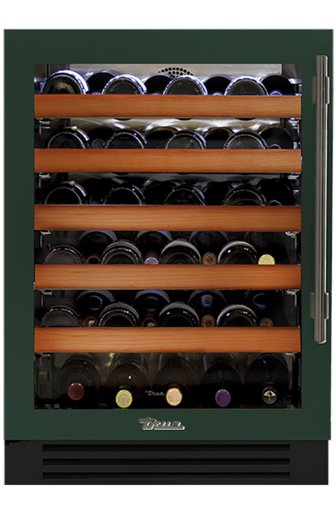Undercounter Wine Cabinet, Left Hinged, Emerald, Pewter Hardware TWC24LOGCDSK086H05