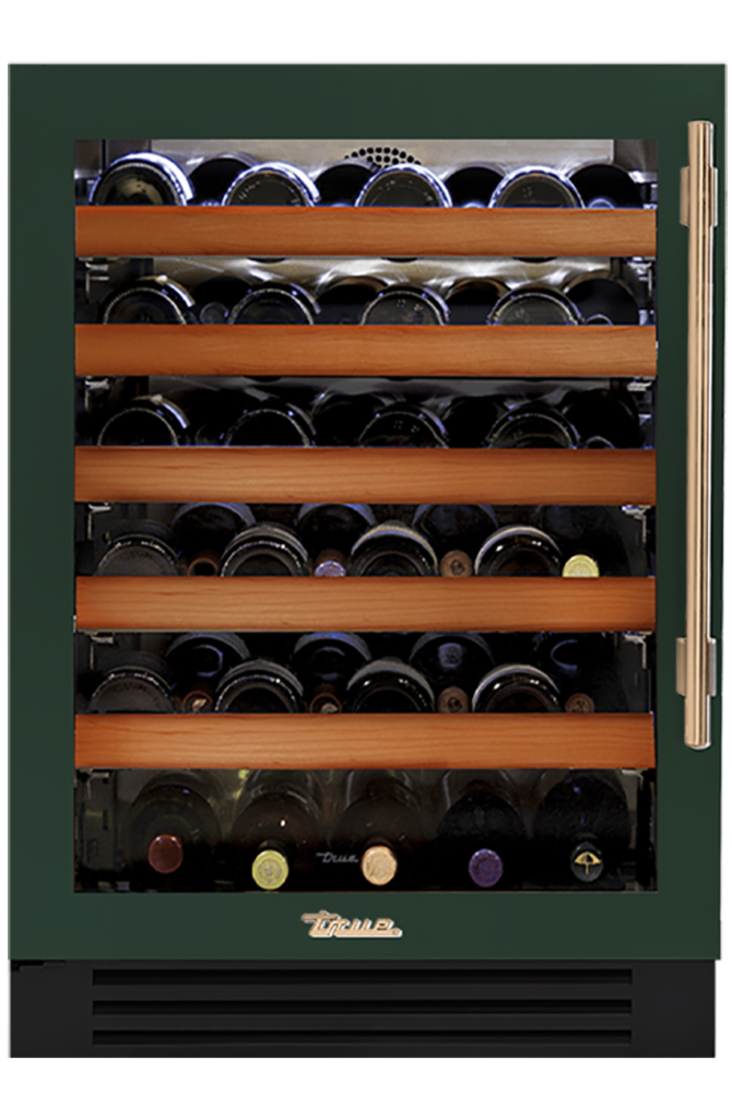 Undercounter Wine Cabinet, Left Hinged, Emerald, Gold Hardware TWC24LOGCDSK086H08