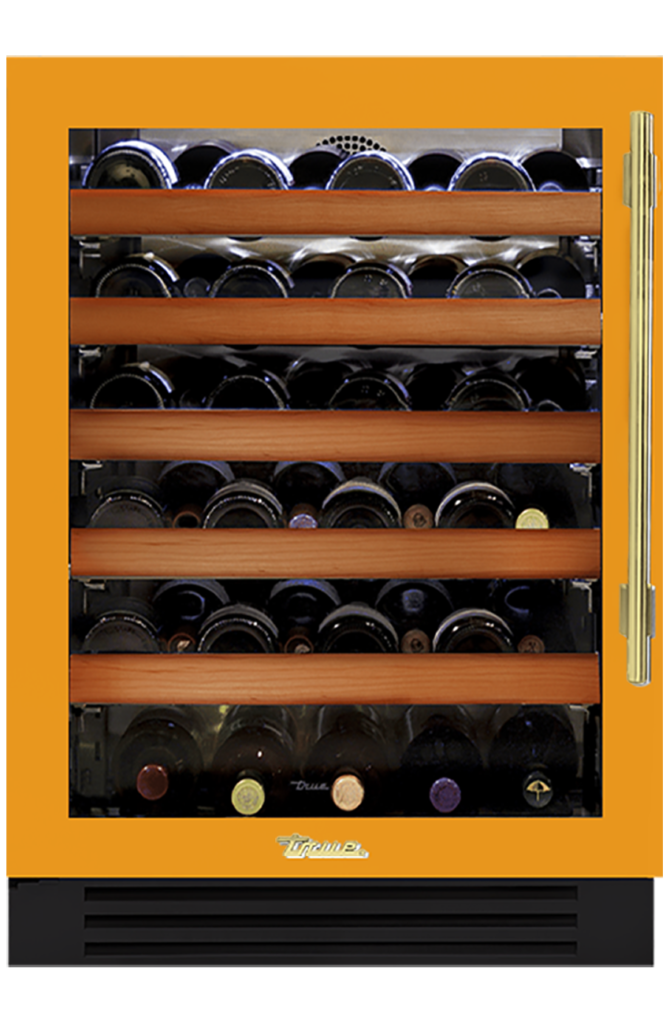 Undercounter Wine Cabinet, Left Hinged, Saffron, Brass Hardware TWC24LOGCDSK103H01