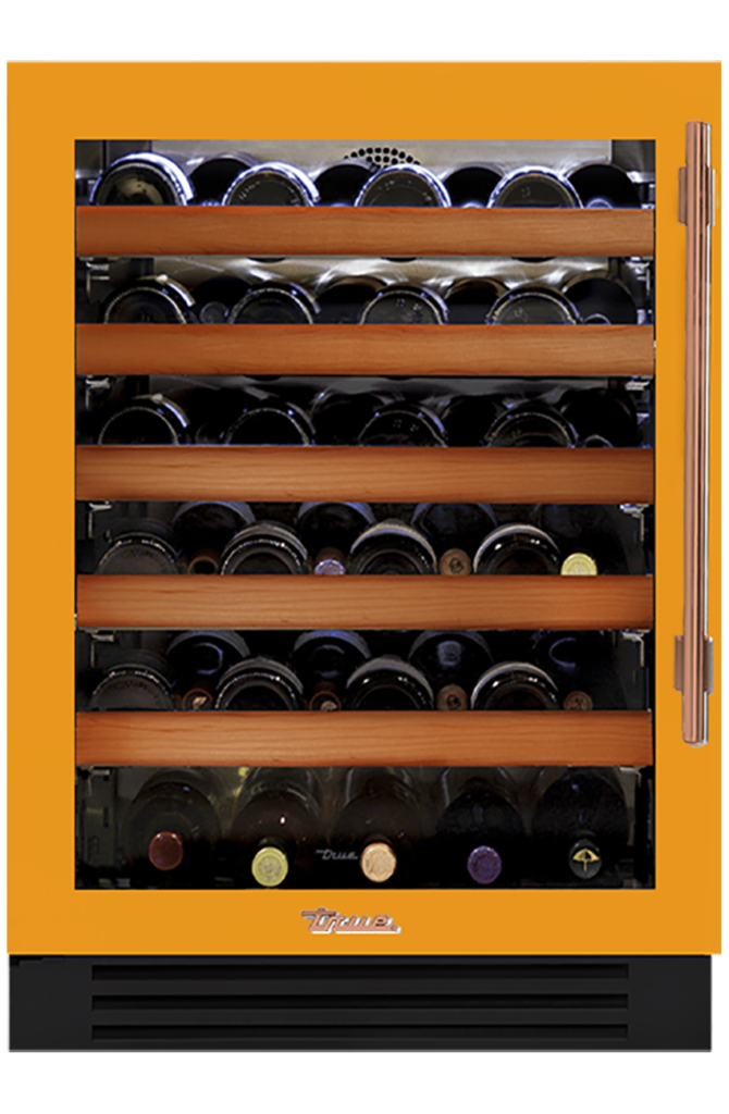 Undercounter Wine Cabinet, Left Hinged, Saffron, Copper Hardware TWC24LOGCDSK103H03