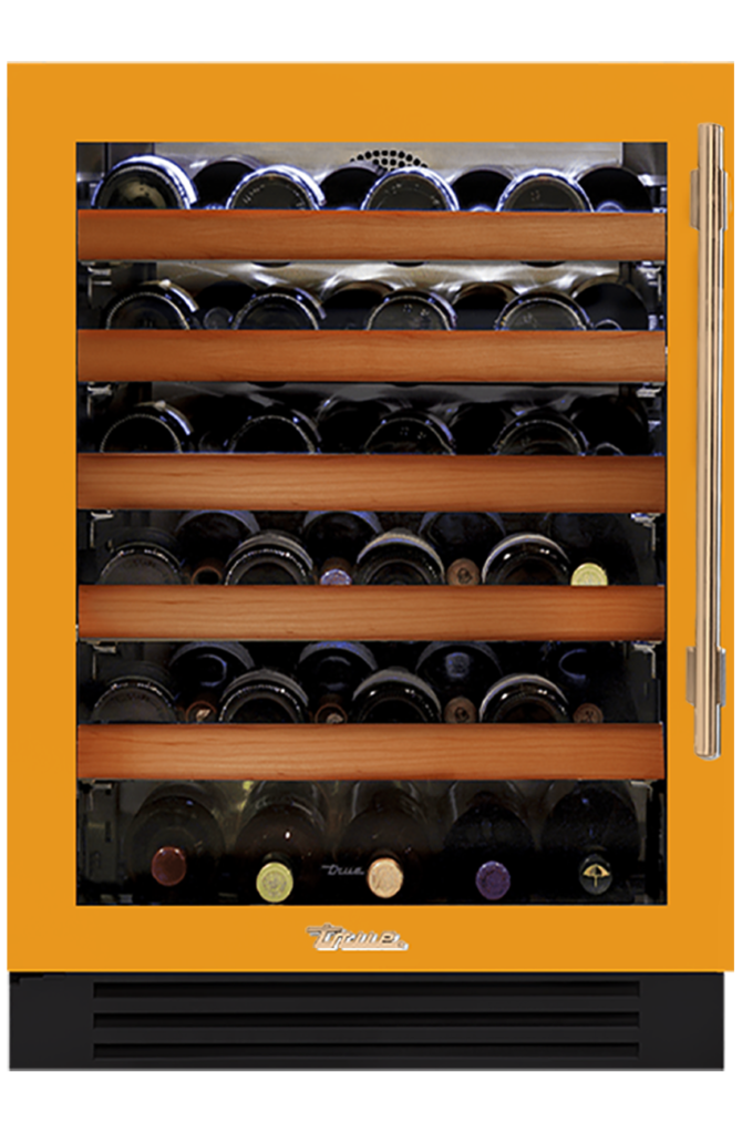 Undercounter Wine Cabinet, Left Hinged, Saffron, Gold Hardware TWC24LOGCDSK103H08