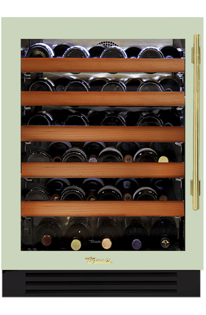 Undercounter Wine Cabinet, Left Hinged, Sage, Brass Hardware TWC24LOGCDSK129H01