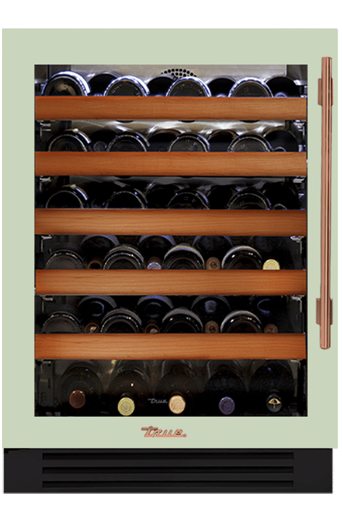 Undercounter Wine Cabinet, Left Hinged, Sage, Copper Hardware TWC24LOGCDSK129H03