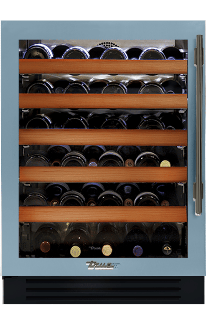 Undercounter Wine Cabinet, Left Hinged, Bluestone, Pewter Hardware TWC24LOGCDSK152H05