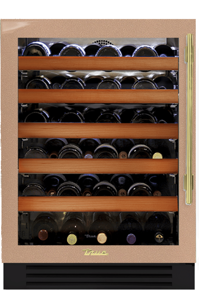 Undercounter Wine Cabinet, Left Hinged, Champagne, Brass Hardware TWC24LOGCDSK179H01
