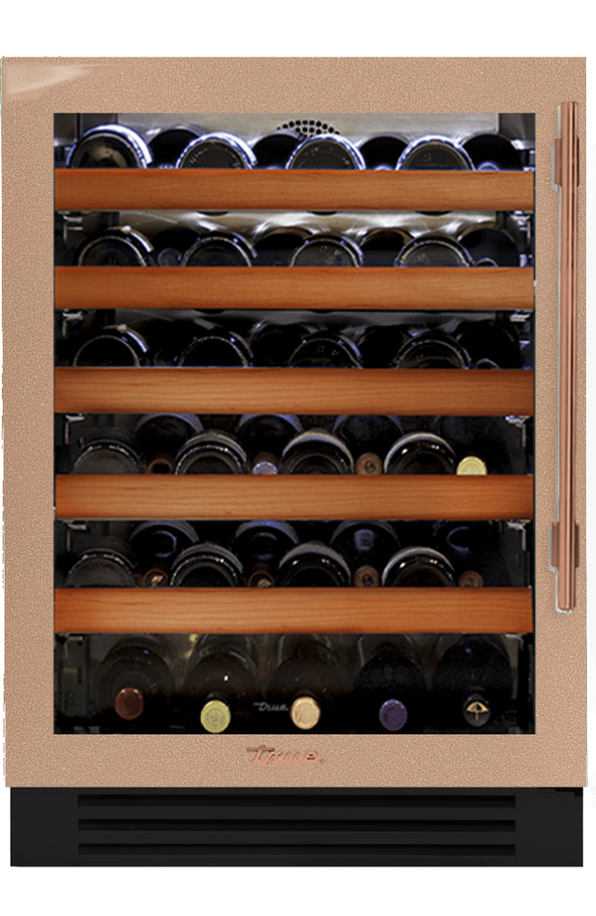 Undercounter Wine Cabinet, Left Hinged, Champagne, Copper Hardware TWC24LOGCDSK179H03