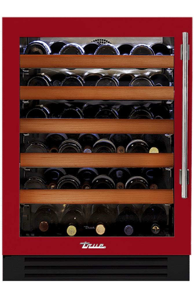 Undercounter Wine Cabinet, Left Hinged, Crimson, Chrome Hardware TWC24LOGCDSK193H02