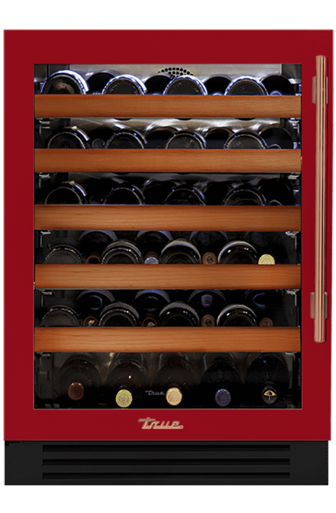 Undercounter Wine Cabinet, Left Hinged, Crimson, Copper Hardware TWC24LOGCDSK193H03