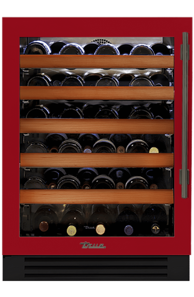 Undercounter Wine Cabinet, Left Hinged, Crimson, Pewter Hardware TWC24LOGCDSK193H05