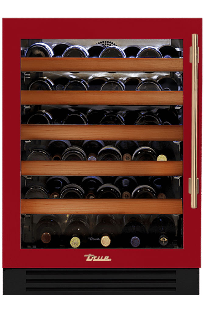Undercounter Wine Cabinet, Left Hinged, Crimson, Gold Hardware TWC24LOGCDSK193H08