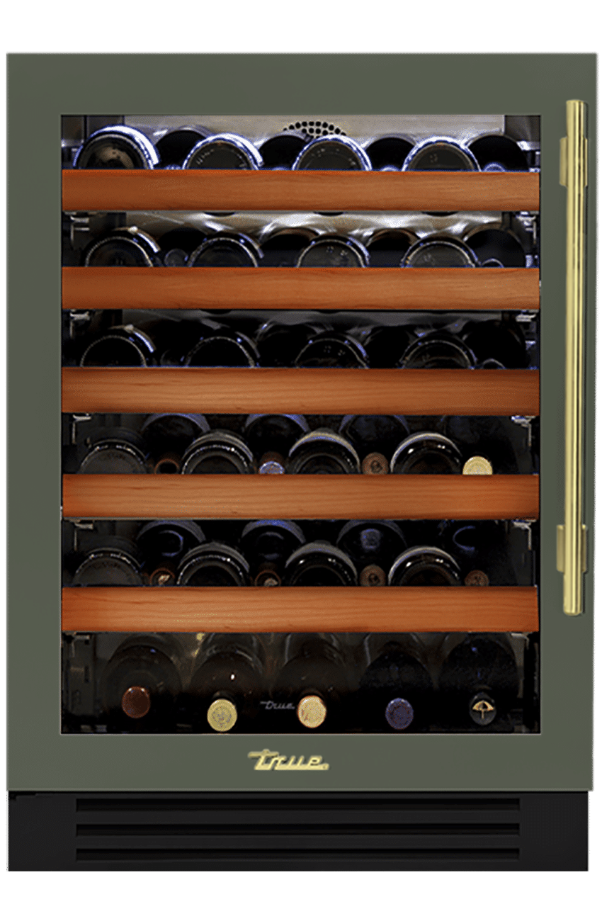 Undercounter Wine Cabinet, Left Hinged, Olive, Brass Hardware TWC24LOGCDSK238H01