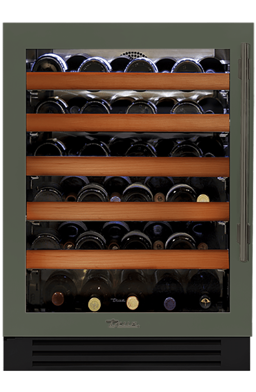 Undercounter Wine Cabinet, Left Hinged, Olive, Pewter Hardware TWC24LOGCDSK238H05