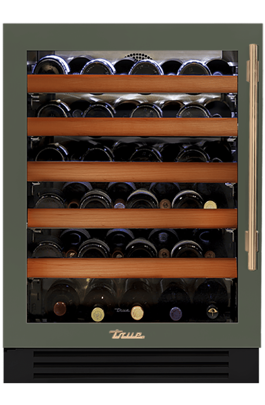 Undercounter Wine Cabinet, Left Hinged, Olive, Gold Hardware TWC24LOGCDSK238H08