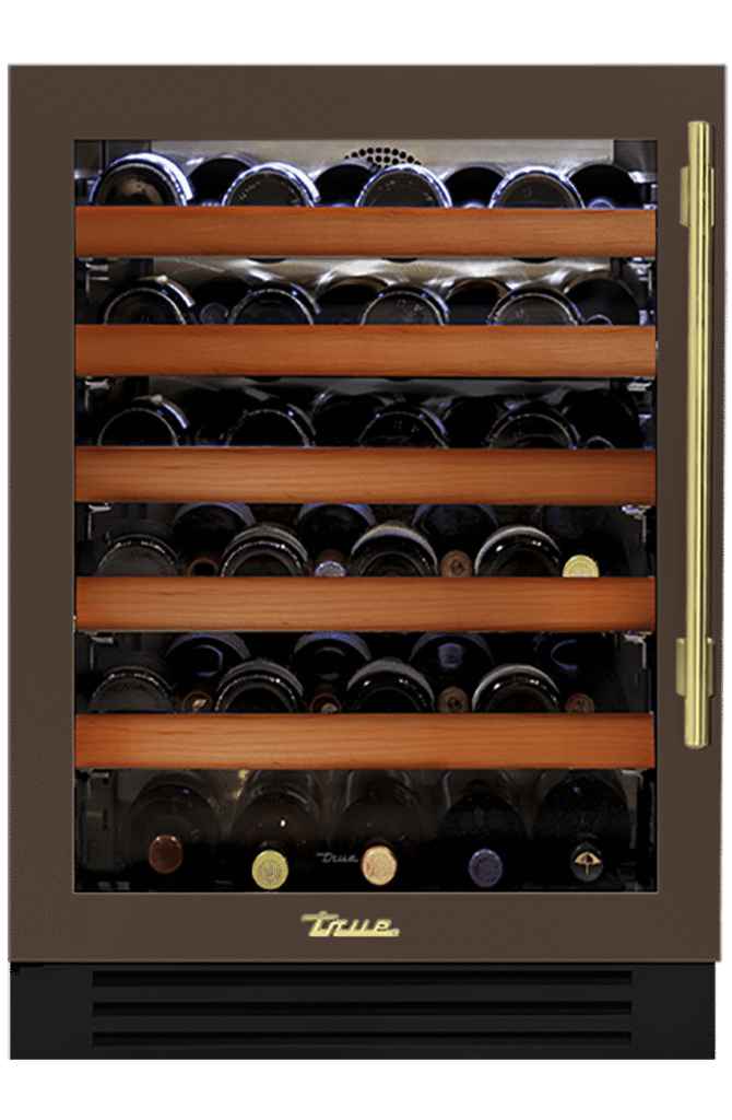 Undercounter Wine Cabinet, Left Hinged, Espresso, Brass Hardware TWC24LOGCDSK305H01