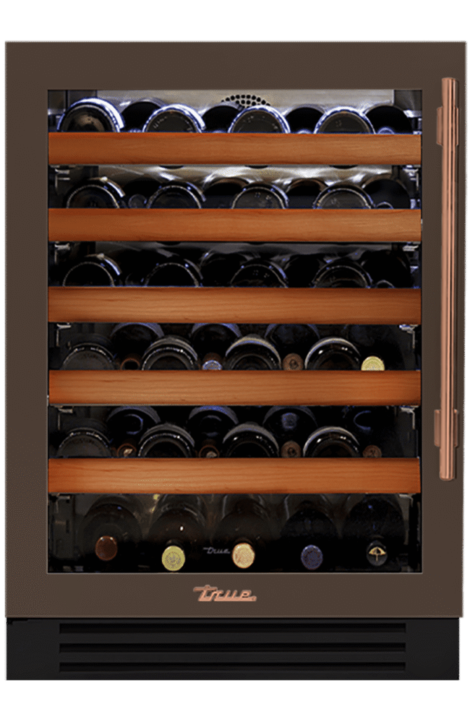Undercounter Wine Cabinet, Left Hinged, Espresso, Copper Hardware TWC24LOGCDSK305H03