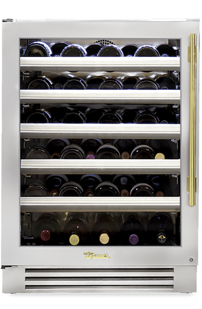 Undercounter Wine Cabinet, Left Hinged, Color Match, Brass Hardware TWC24LOGCDSKXXXH01