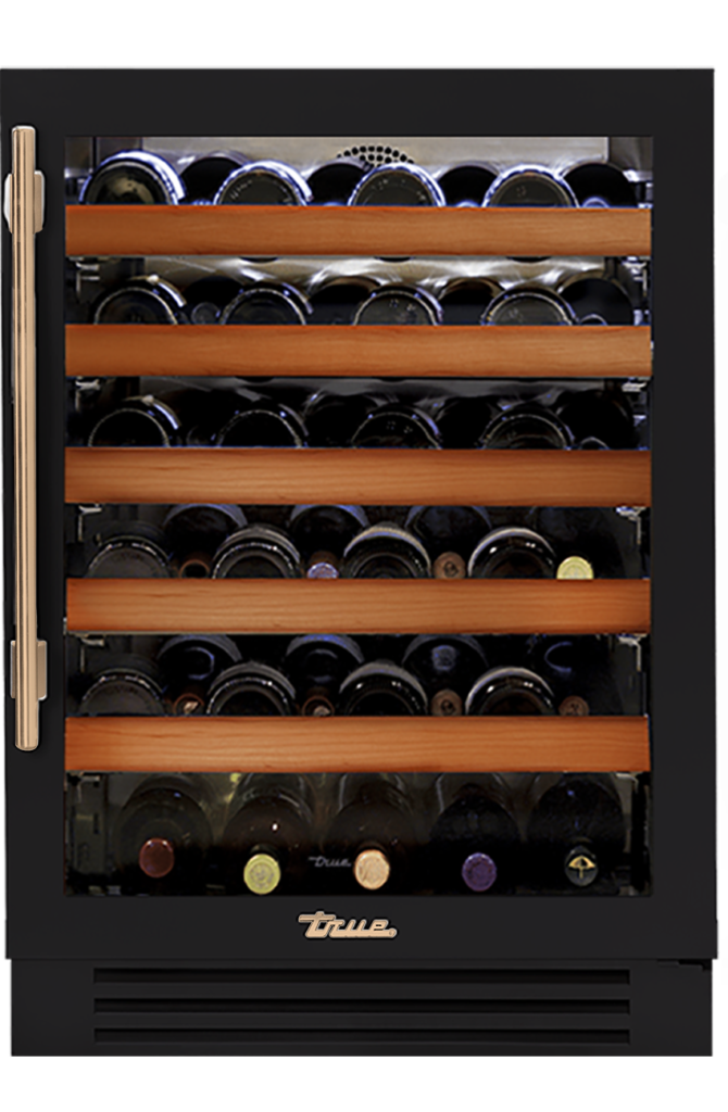 Undercounter Wine Cabinet, Right Hinged, Matte Black, Gold Hardware TWC24ROGCDSK027H08