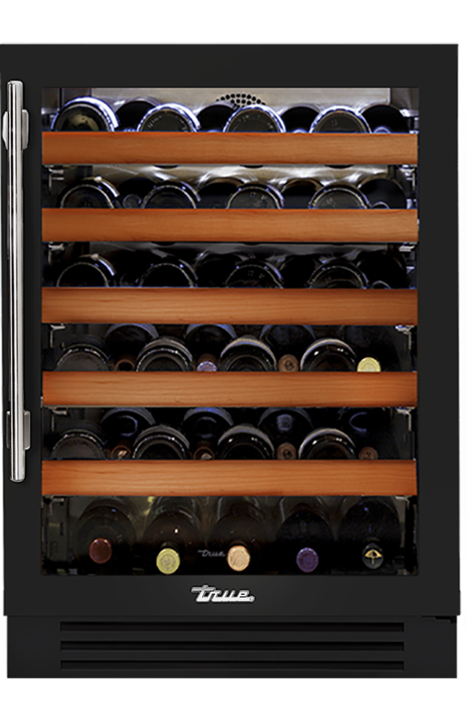 Undercounter Wine Cabinet, Right Hinged, Gloss Black, Chrome Hardware TWC24ROGCDSK044H02