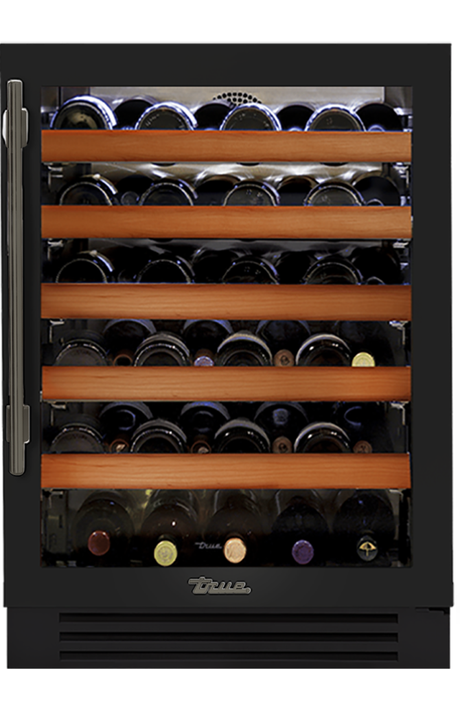 Undercounter Wine Cabinet, Right Hinged, Gloss Black, Pewter Hardware TWC24ROGCDSK044H05