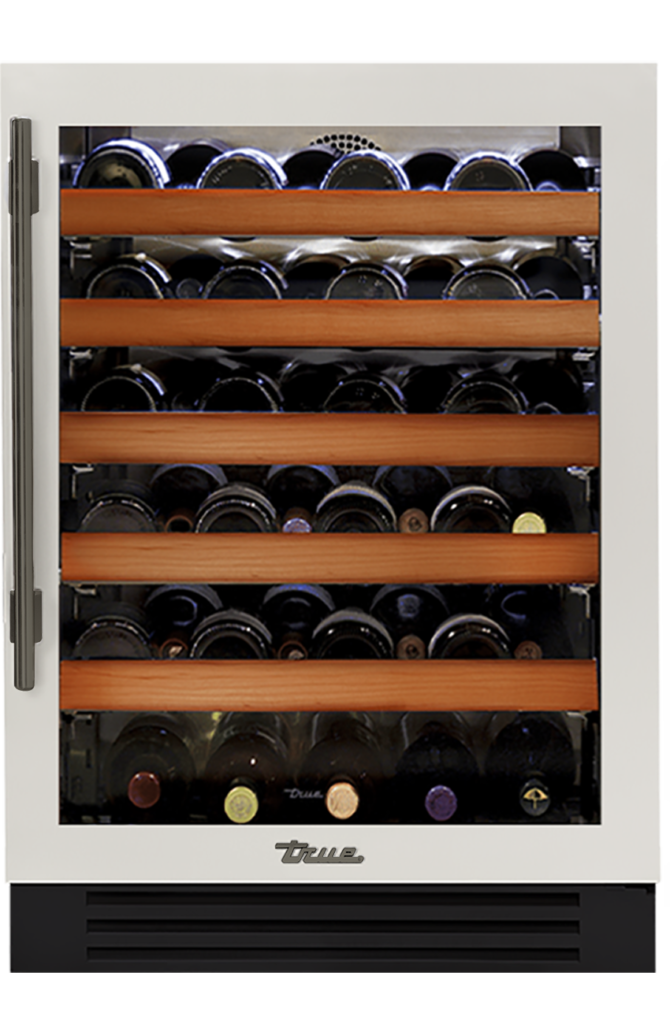 Undercounter Wine Cabinet, Right Hinged, Antique White, Pewter Hardware TWC24ROGCDSK050H05