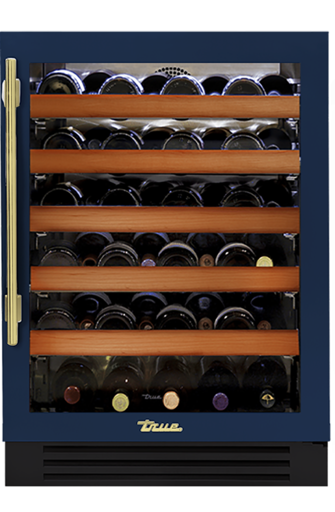 Undercounter Wine Cabinet, Right Hinged, Cobalt, Brass Hardware TWC24ROGCDSK078H01