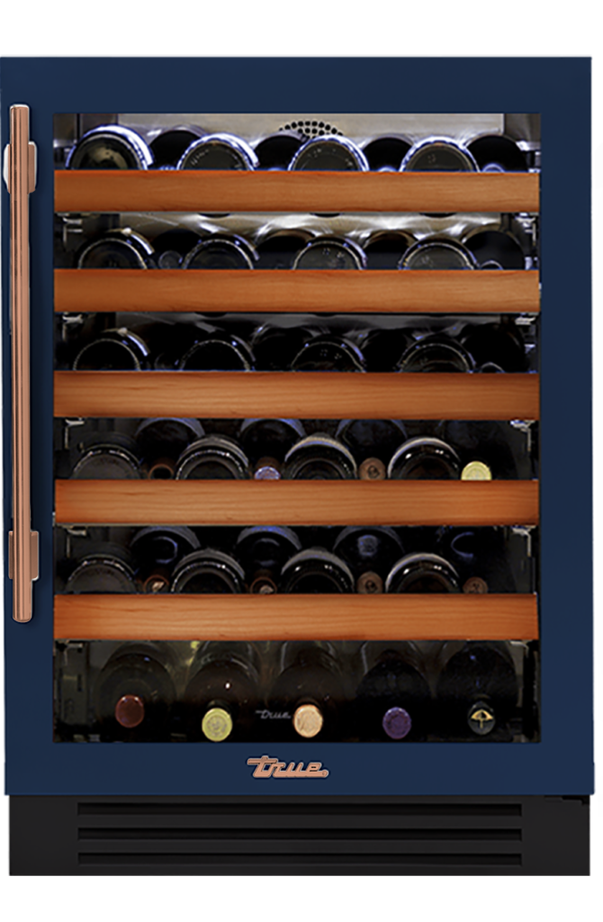 Undercounter Wine Cabinet, Right Hinged, Cobalt, Copper Hardware TWC24ROGCDSK078H03