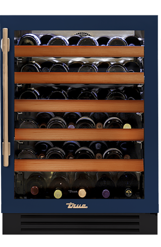 Undercounter Wine Cabinet, Right Hinged, Cobalt, Gold Hardware TWC24ROGCDSK078H08