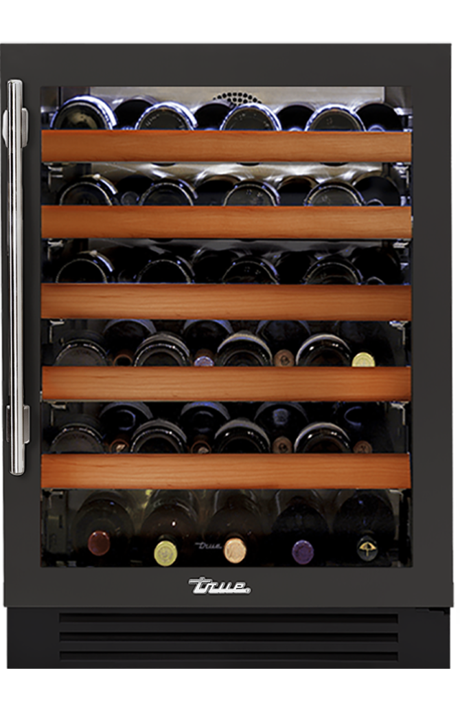 Undercounter Wine Cabinet, Right Hinged, Ultra Matte Black, Chrome Hardware TWC24ROGCDSK085H02