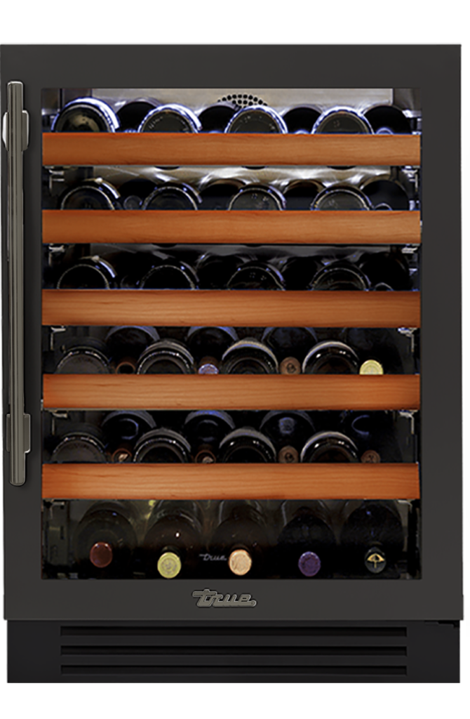 Undercounter Wine Cabinet, Right Hinged, Ultra Matte Black, Pewter Hardware TWC24ROGCDSK085H05
