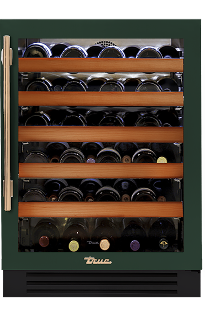 Undercounter Wine Cabinet, Right Hinged, Emerald, Gold Hardware TWC24ROGCDSK086H08
