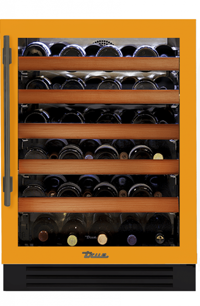 Undercounter Wine Cabinet, Right Hinged, Saffron, Pewter Hardware TWC24ROGCDSK103H05