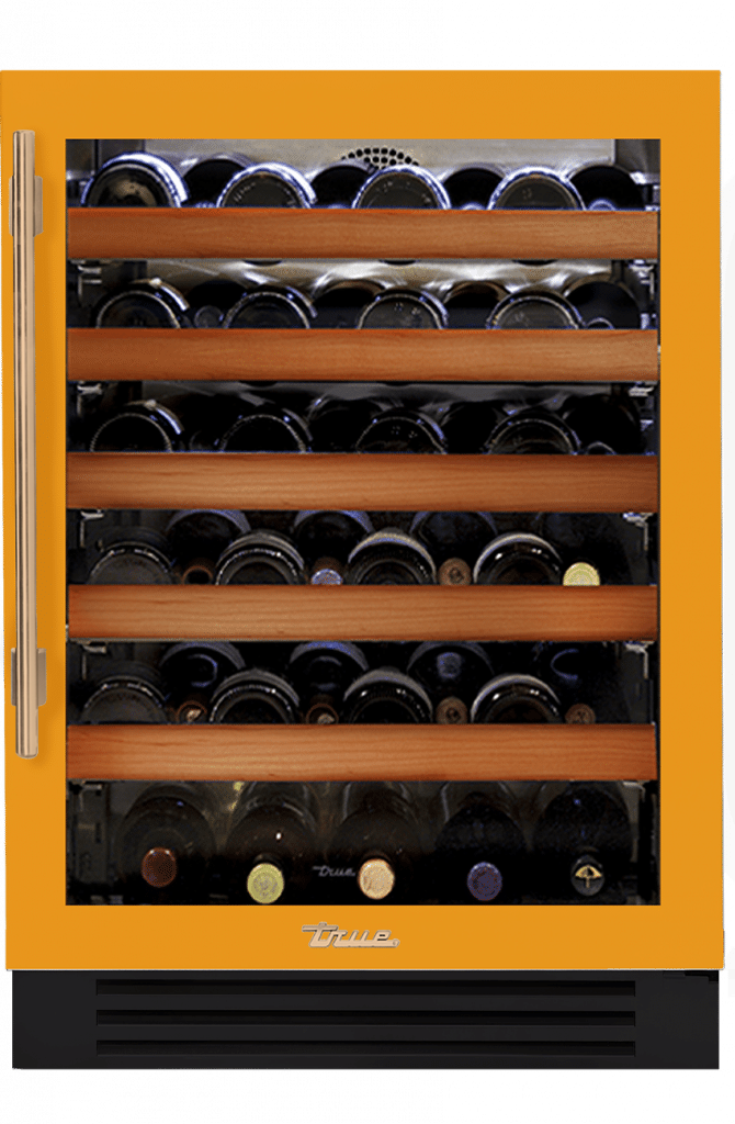 Undercounter Wine Cabinet, Right Hinged, Saffron, Gold Hardware TWC24ROGCDSK103H08