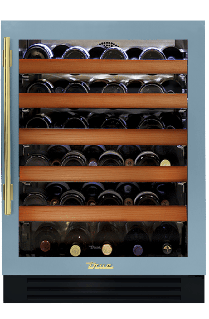 Undercounter Wine Cabinet, Right Hinged, Bluestone, Brass Hardware TWC24ROGCDSK152H01