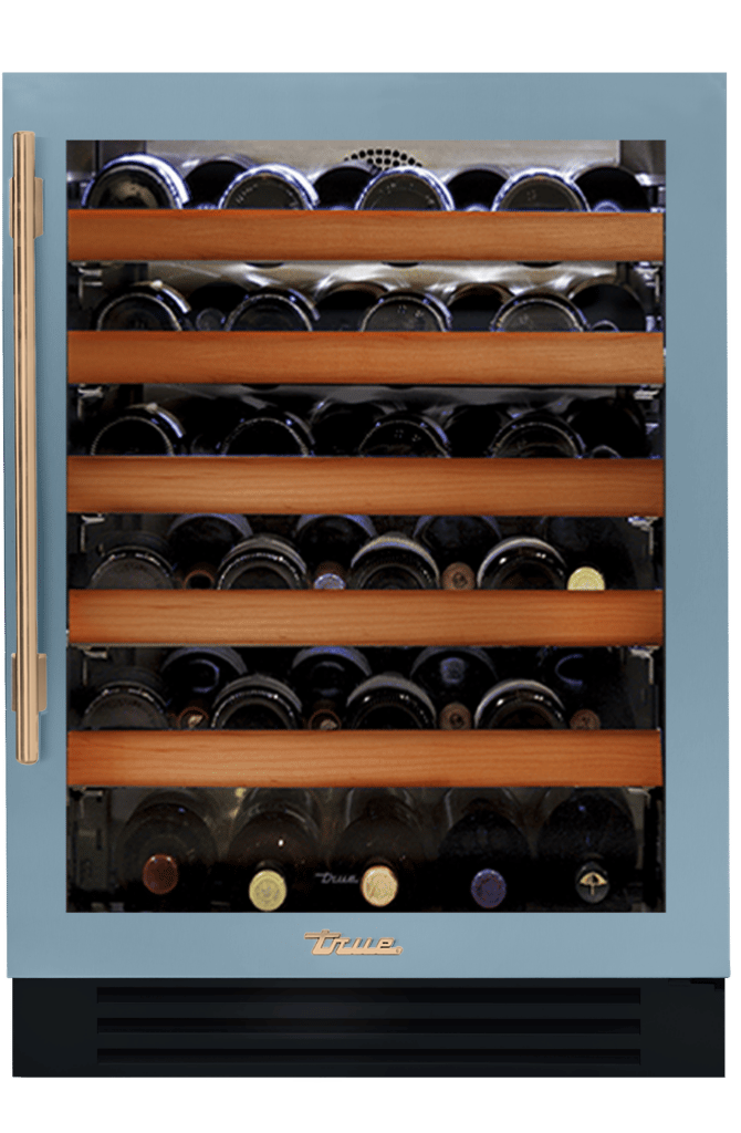 Undercounter Wine Cabinet, Right Hinged, Bluestone, Gold Hardware TWC24ROGCDSK152H08