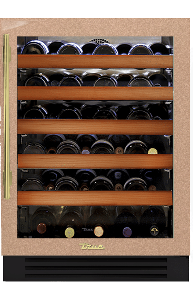 Undercounter Wine Cabinet, Right Hinged, Champagne, Brass Hardware TWC24ROGCDSK179H01