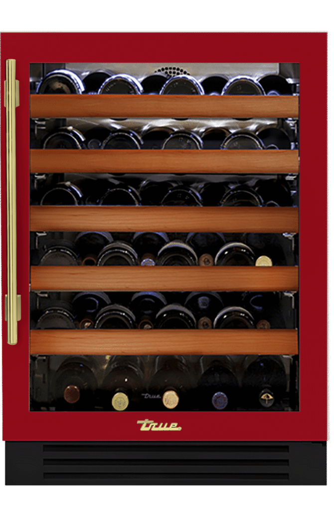 Undercounter Wine Cabinet, Right Hinged, Crimson, Brass Hardware TWC24ROGCDSK193H01