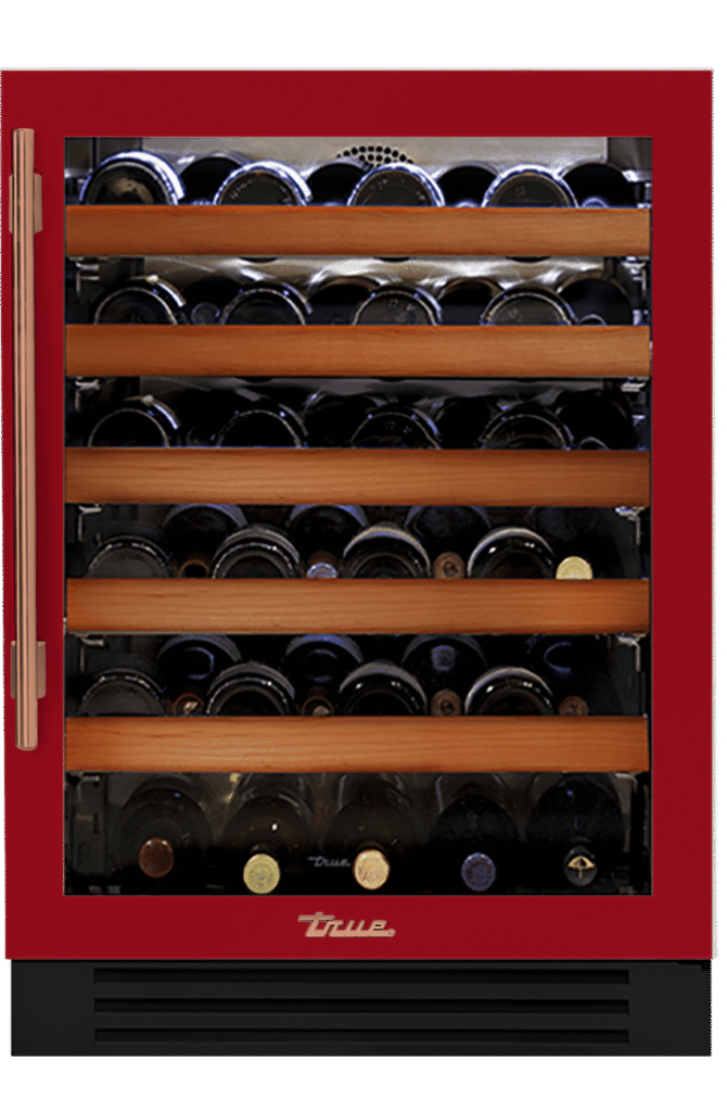 Undercounter Wine Cabinet, Right Hinged, Crimson, Copper Hardware TWC24ROGCDSK193H03