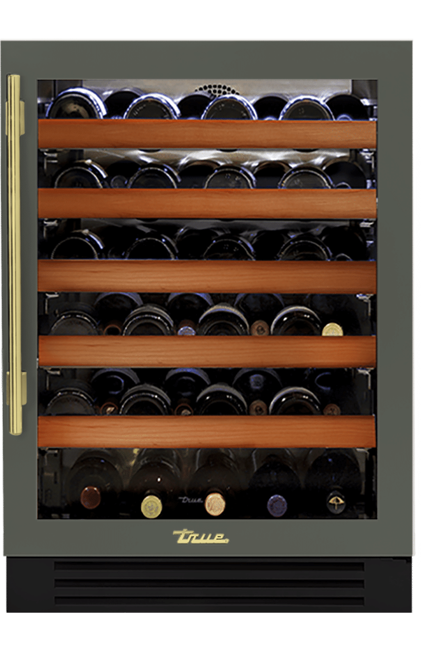 Undercounter Wine Cabinet, Right Hinged, Olive, Brass Hardware TWC24ROGCDSK238H01