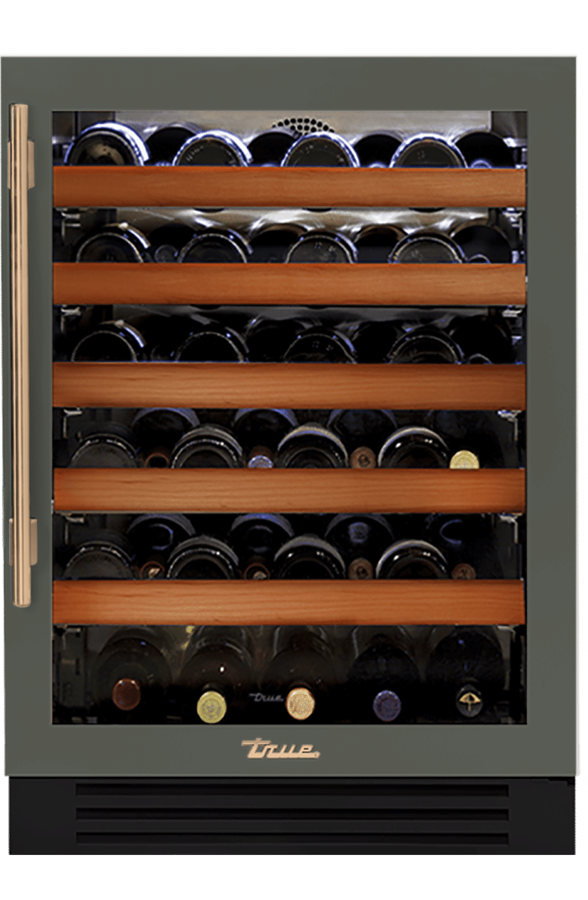 Undercounter Wine Cabinet, Right Hinged, Olive, Gold Hardware TWC24ROGCDSK238H08