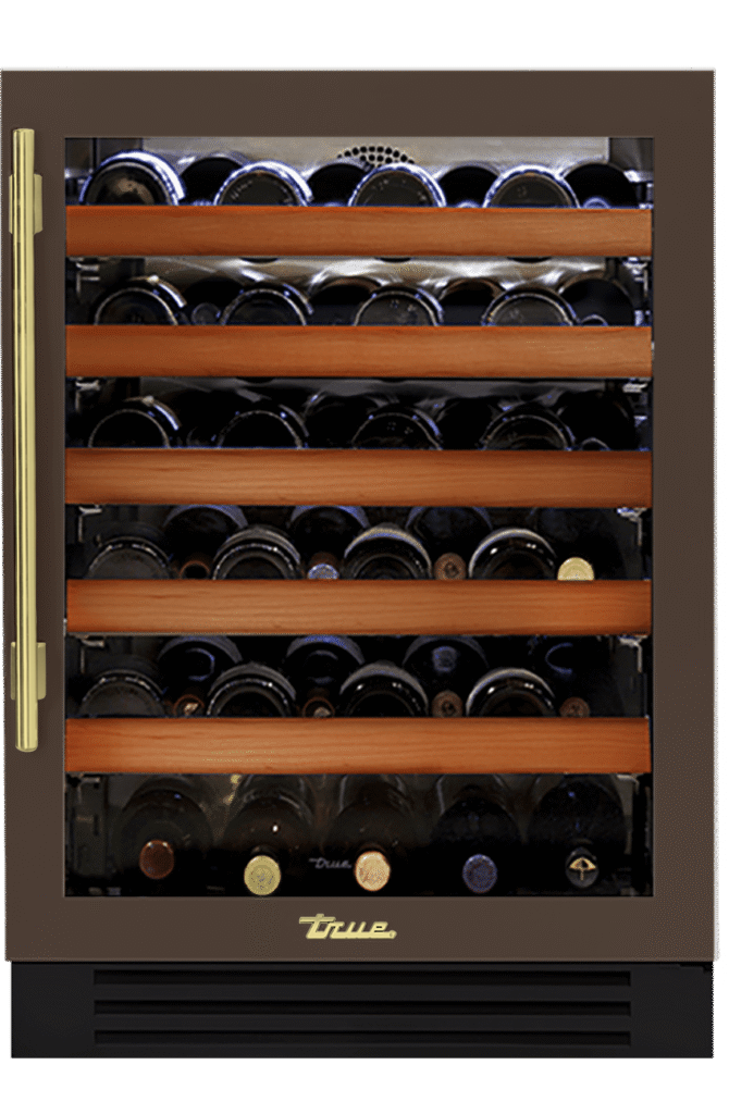 Undercounter Wine Cabinet, Right Hinged, Espresso, Brass Hardware TWC24ROGCDSK305H01