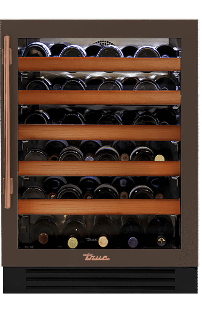 Undercounter Wine Cabinet, Right Hinged, Espresso, Copper Hardware TWC24ROGCDSK305H03