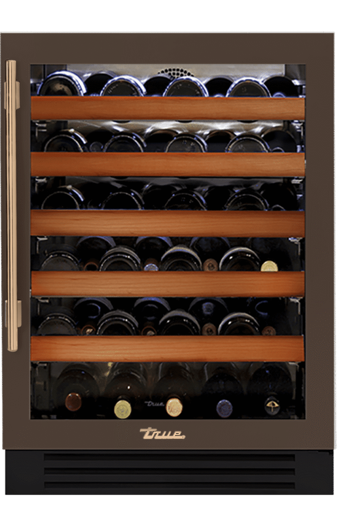 Undercounter Wine Cabinet, Right Hinged, Espresso, Gold Hardware TWC24ROGCDSK305H08