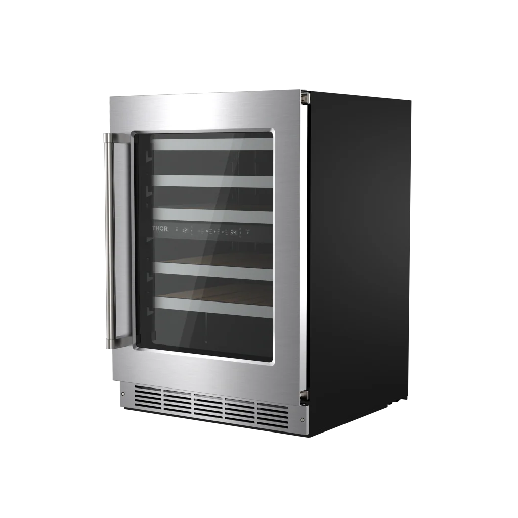 24 Inch Undercounter Dual Zone Wine Cooler, 46 Bottle Capacity Thor Kitchen TWC24UD
