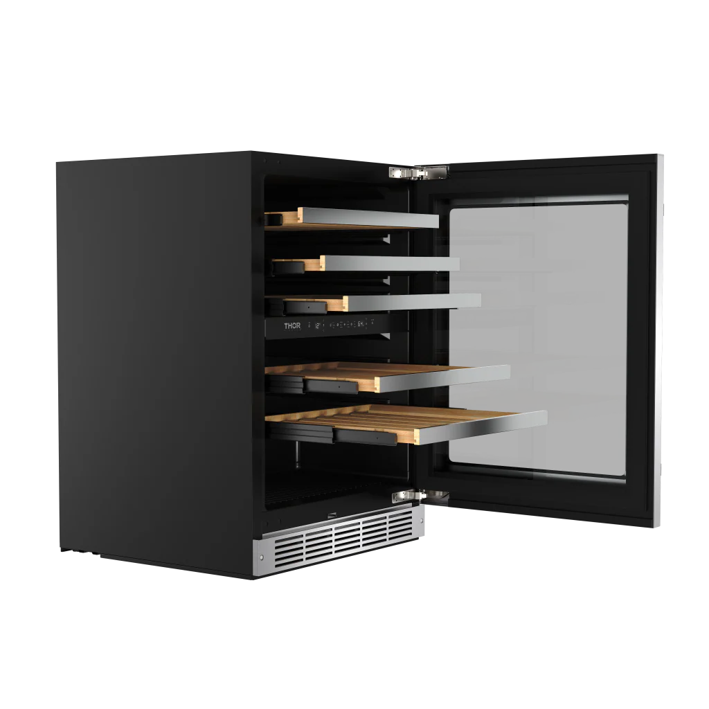 24 Inch Undercounter Dual Zone Wine Cooler, 46 Bottle Capacity Thor Kitchen TWC24UD